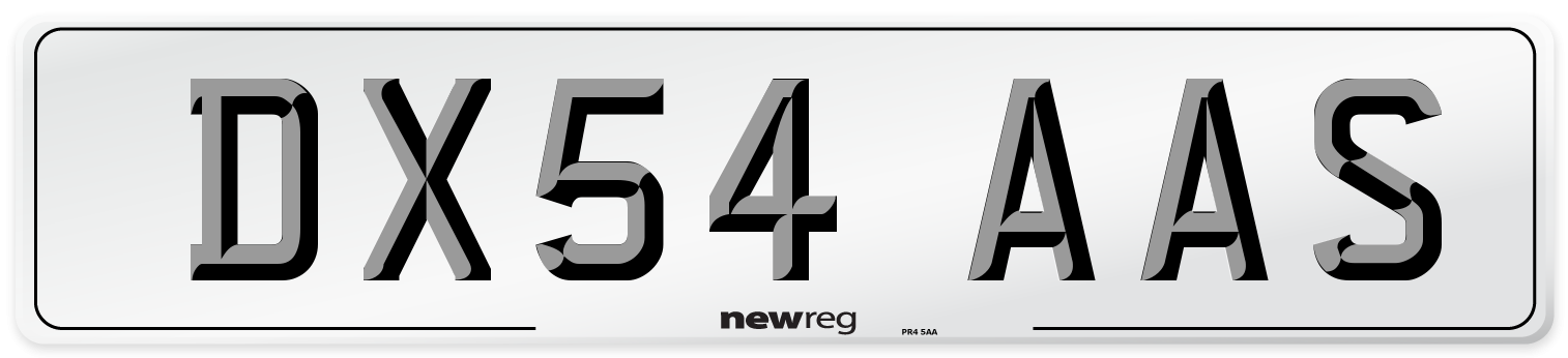 DX54 AAS Number Plate from New Reg